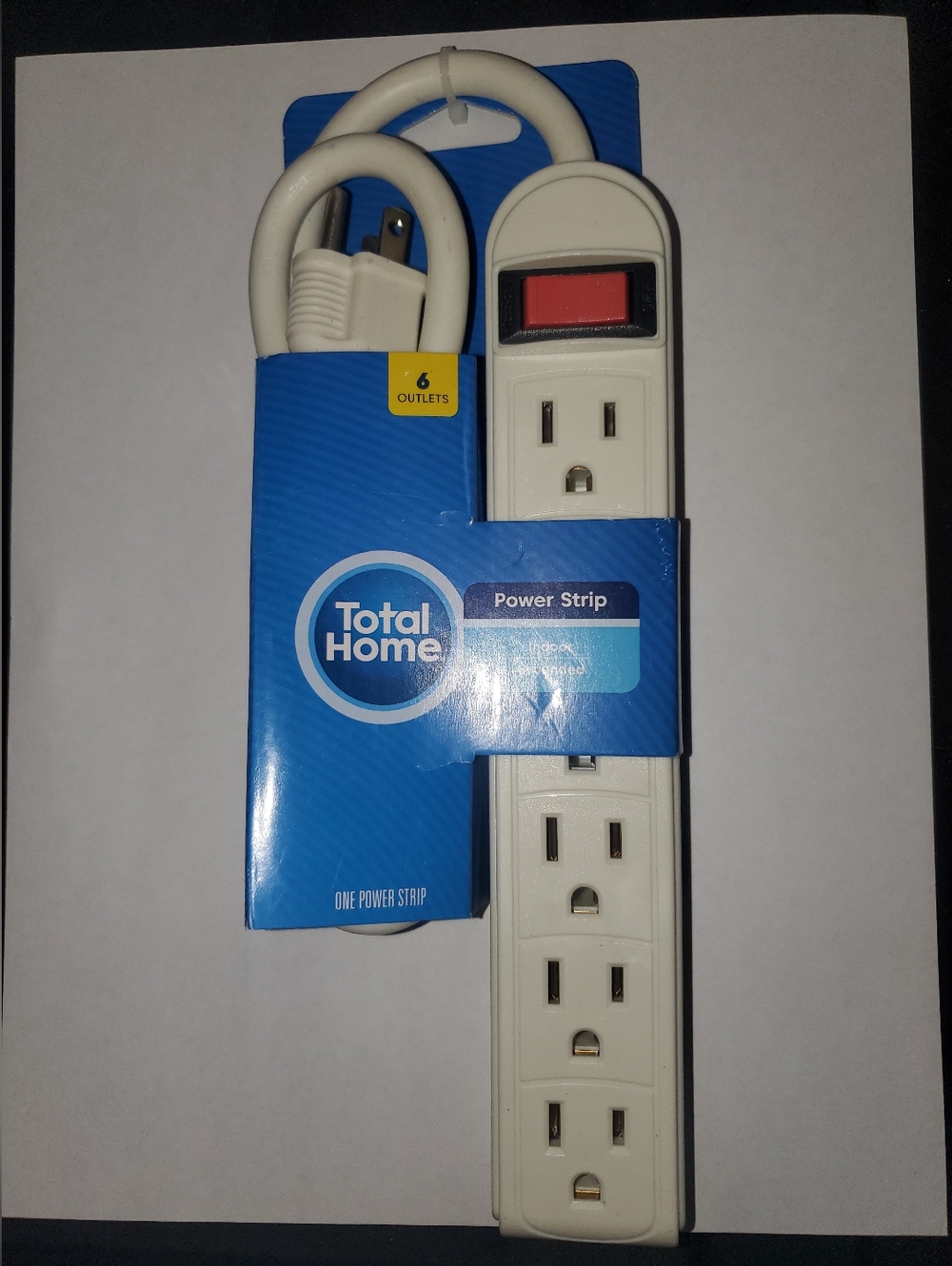 Total Home White Power Strip with 6 Outlets